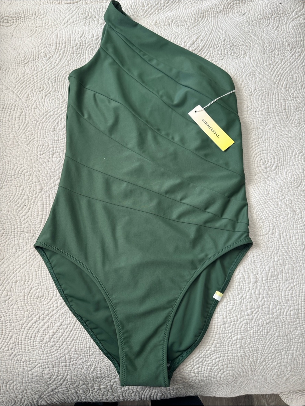 summersalt One-Shoulder Swim Bodysuit in Deep Green